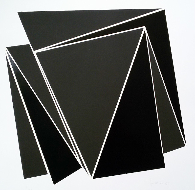 Marcel Verdren - Geometrisch abstract, zeefdruk verkocht voor € 150!