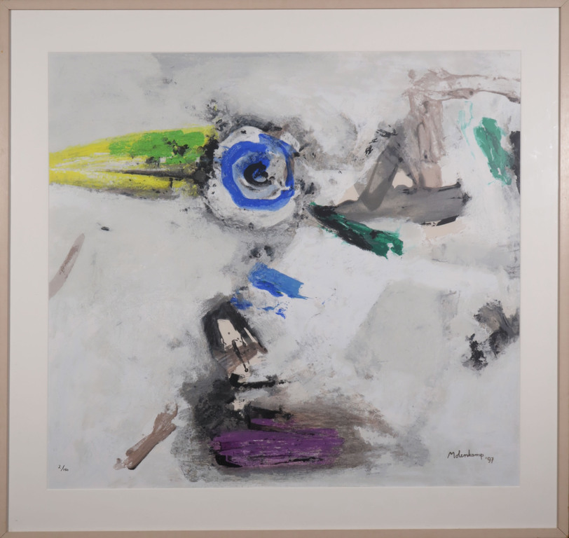 Nico Molenkamp: Zeefdruk, Vogel - Ingelijst (Groot) verkocht voor € 150!