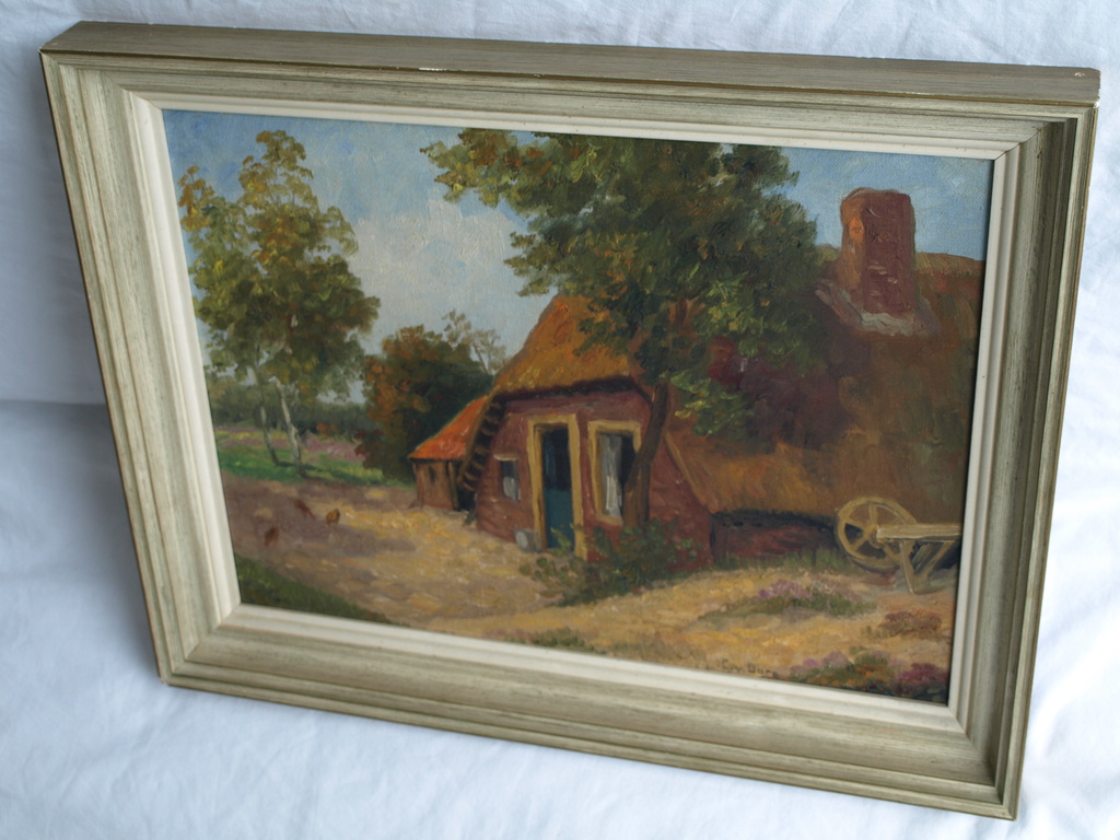 Onbekend : Olieverf op doek – Boerderij – Gesigneerd en ingelijst  kopen? Bied vanaf 1!