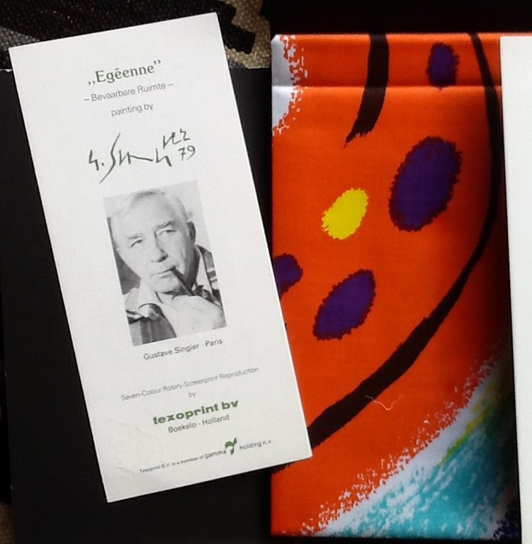 Gustave Singier, zeefdruk op katoenzijde Sjaal /kleed kopen? Bied vanaf 20!