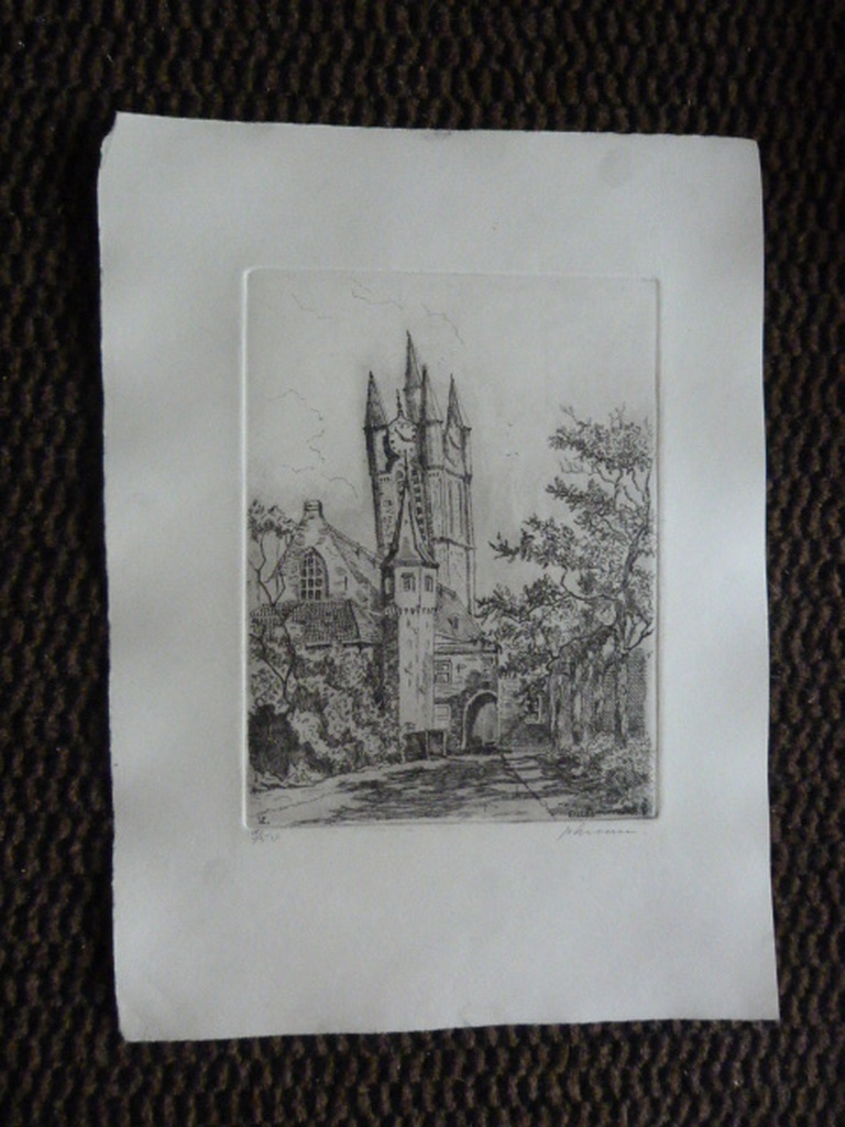 Joop van Leeuwen  (  1962  Den Haag  ) -  Gezicht op Delft met de ‘ Scheve Jan. kopen? Bied vanaf 1!