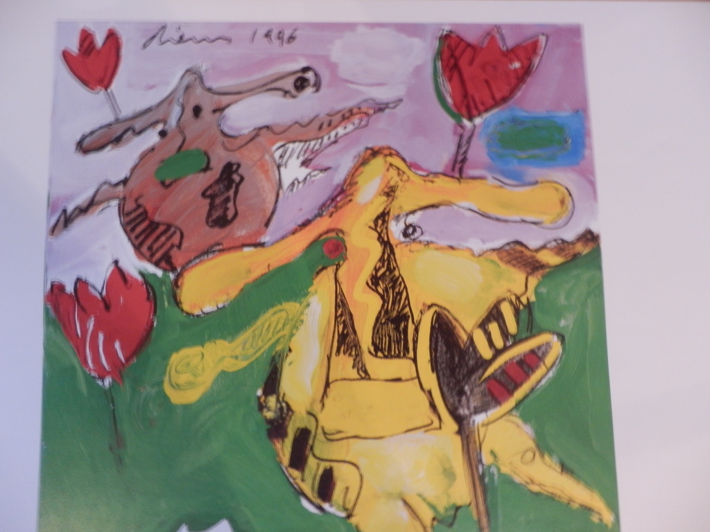 PETER DIEM Giclee  FLYING COWS IN GREEN  Handgesigneerd kopen? Bied vanaf 1!
