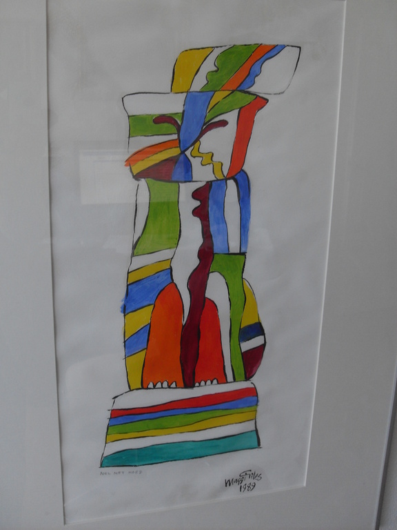 Maggi Giles/ Abstracte Gouache/Veelkleurig figuur verkocht voor € 35!