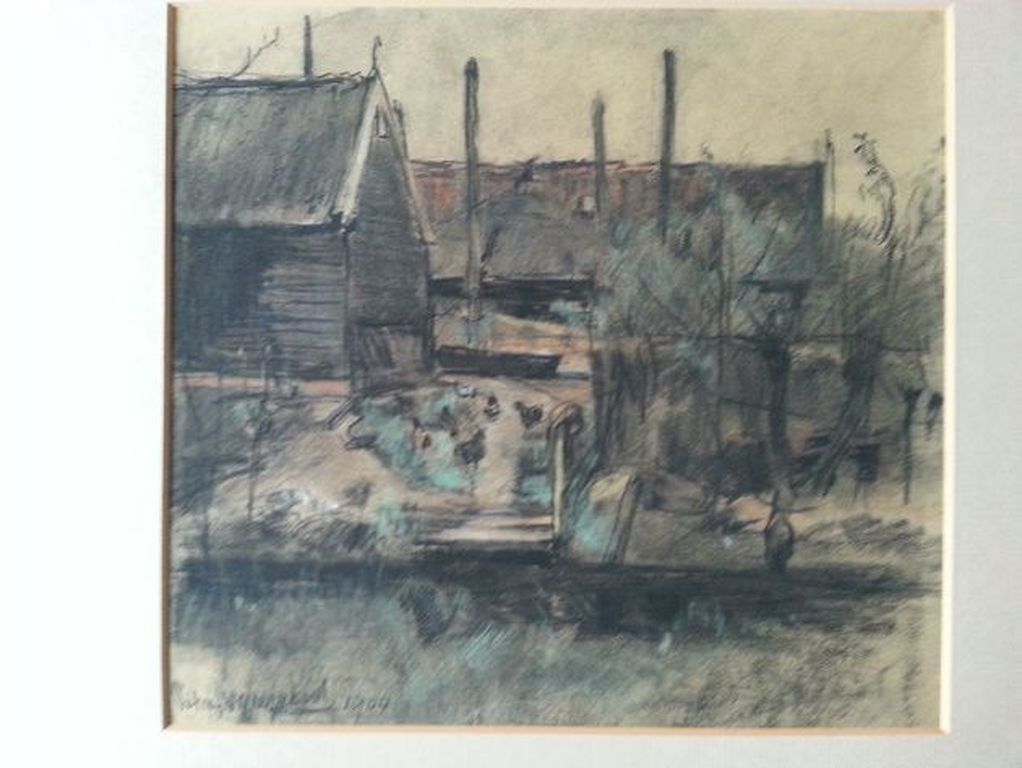 Piet van Wijngaerdt - krijttekeningen - Boerderijen kopen? Bied vanaf 180!