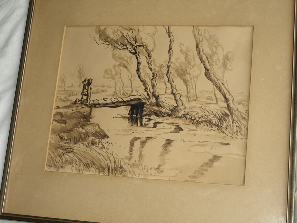 Toon de Jong : Aquarel , Landschap - gesigneerd & ingelijst - ca. 1940 kopen? Bied vanaf 1!
