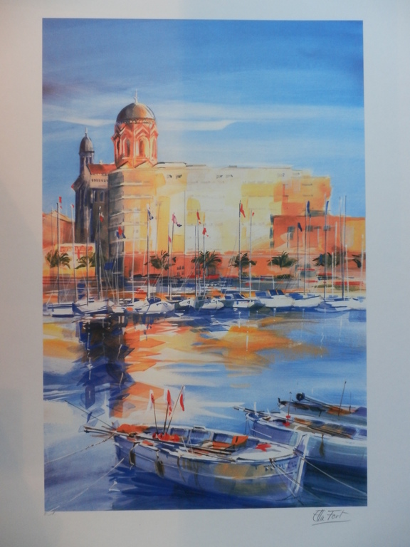ELLA FORT   ST-RAPHAEL  Gr Zeefdruk(56x76cm) Handgesigneerd kopen? Bied vanaf 1!