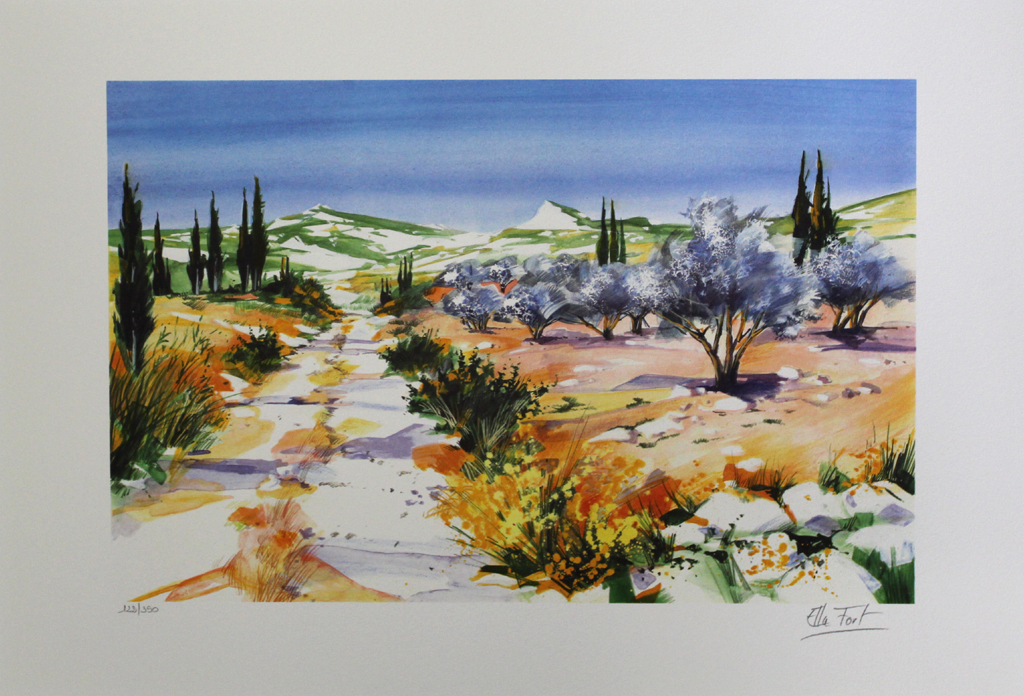 ELLA FORT - KARGER WANDERWEG, grote kleurenlitho, handgesigneerd kopen? Bied vanaf 1!