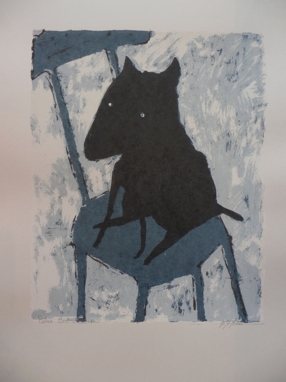 PETER BASTIAANSEN Zeefdruk BLACK DOG Handgesigneerd verkocht voor € 45!