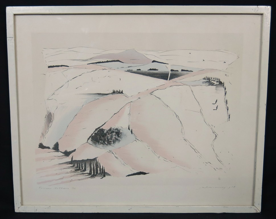Jan Hein van Rooy: Litho, Toscane; Volterra - Ingelijst kopen? Bied vanaf 35!