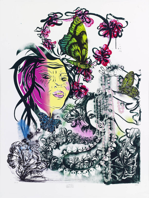 Hadassah Emmerich: Zeefdruk. Gezichten. Zeer groot verkocht voor € 100!