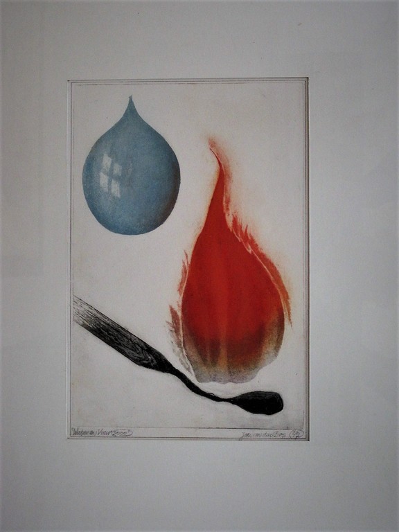 Exclusieve bep. Oplage 2/7 Litho "Water en Vuur 2000" gesigneerd Jan vd Bos 1952 kopen? Bied vanaf 1!