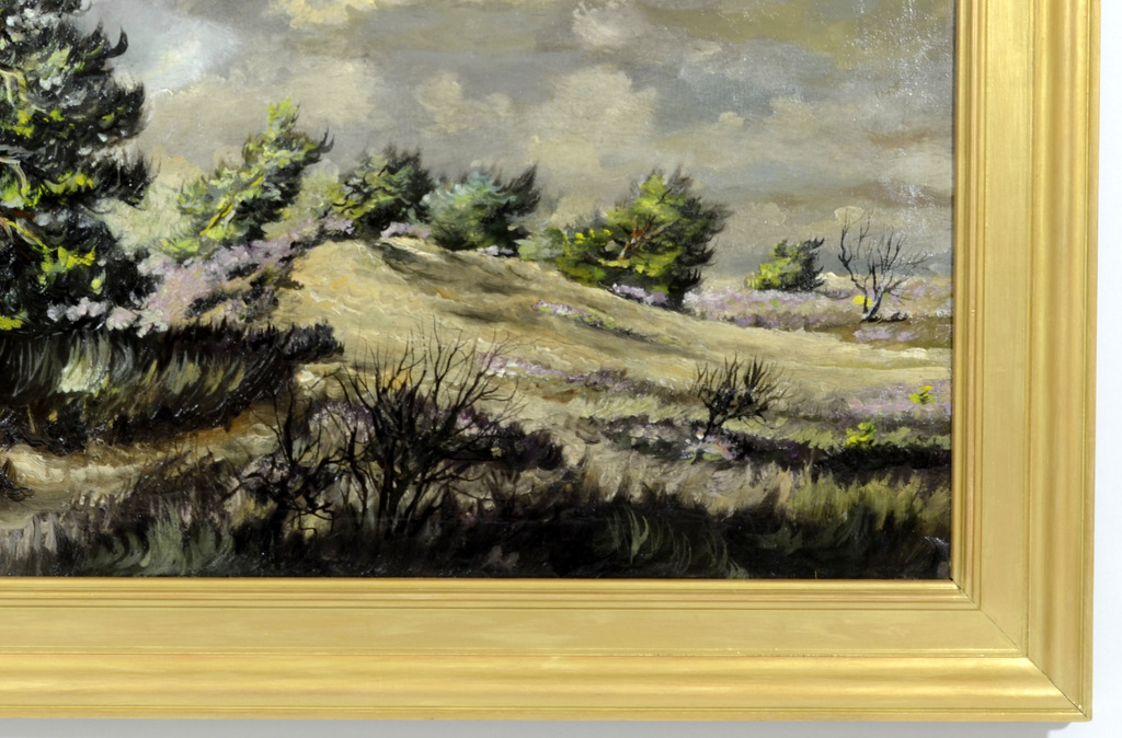 Adèle Koekkoek (1838 - 1919) - Landschap - "Zandverstuiving, Heide, Dennenbomen" kopen? Bied vanaf 250!