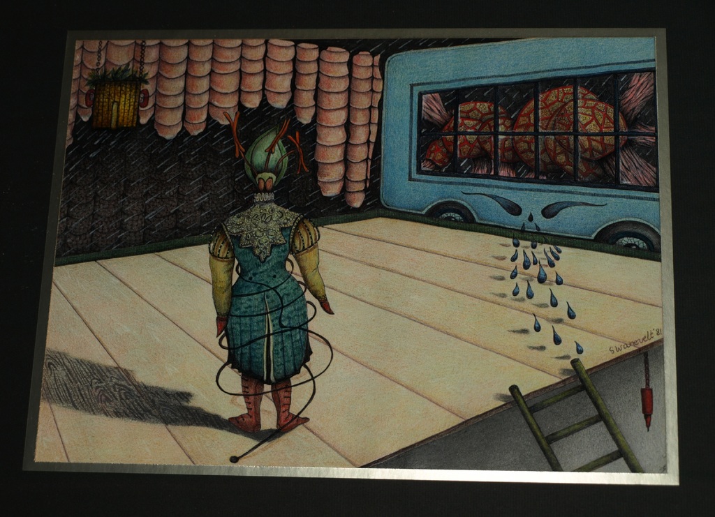 Ineke Swanevelt (1943) : Op het podium – Tekening – Gesigneerd & ingelijst -1981 kopen? Bied vanaf 1!