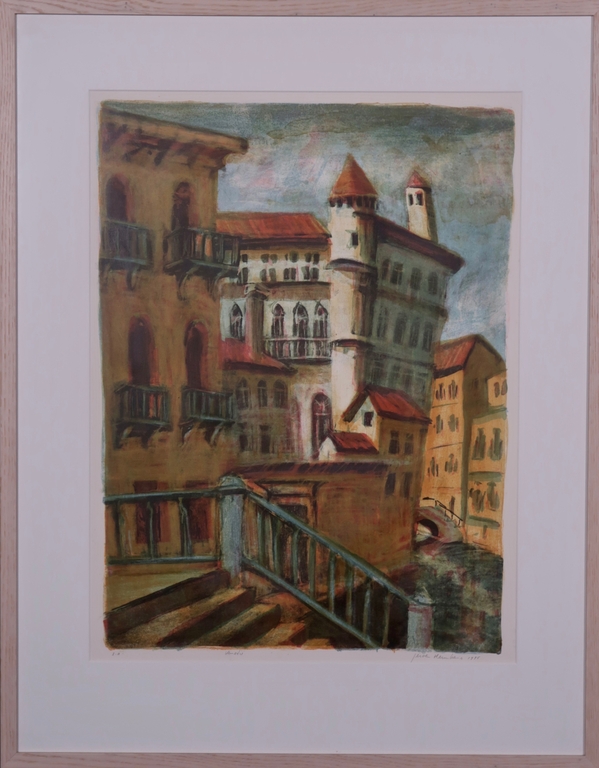 Jeroen Hermkens: Litho, Venetie - Ingelijst verkocht voor € 35!