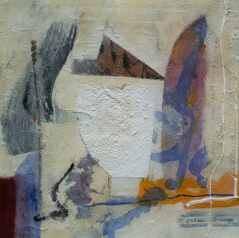 Peter Schenk - Abstract, gemengde techniek (mooi ingelijst) verkocht voor € 175!