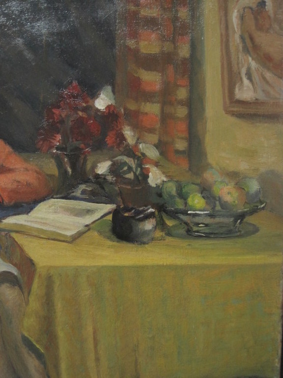 Toon Pluijmers 1910-1967 olieverf "vrouw aan tafel" 1943 gedateerd kopen? Bied vanaf 1!