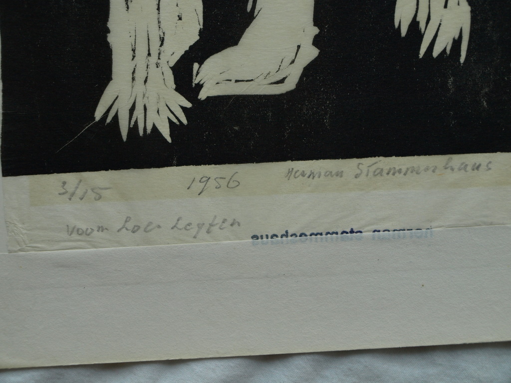 Herman Stammeshaus :  Houtsnede – Kat voor raam – gesigneerd - 1956 kopen? Bied vanaf 1!