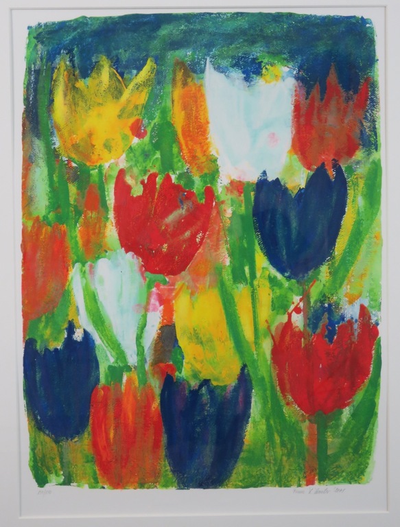 Franz Lauter: Zeefdruk, Tulpenveld - Ingelijst kopen? Bied vanaf 50!