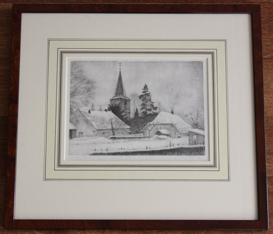 Jan Wittenberg litho Bennekom in de sneeuw 1947. kopen? Bied vanaf 50!