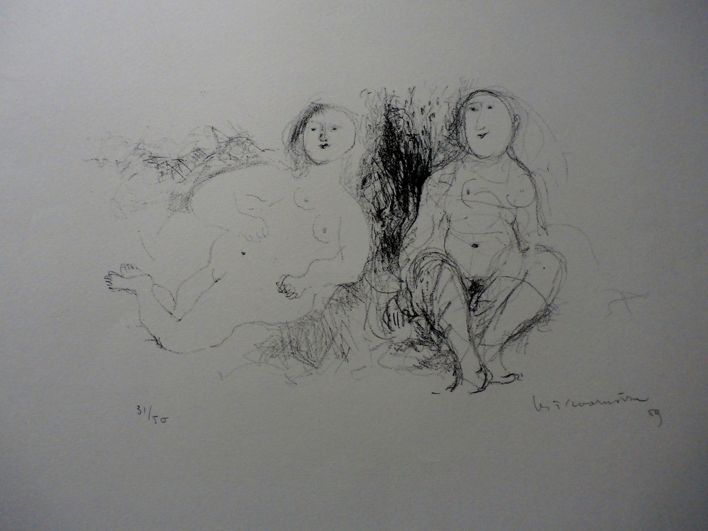 Metten Koornstra  - litho: 2 naakte dames - 1959 kopen? Bied vanaf 55!