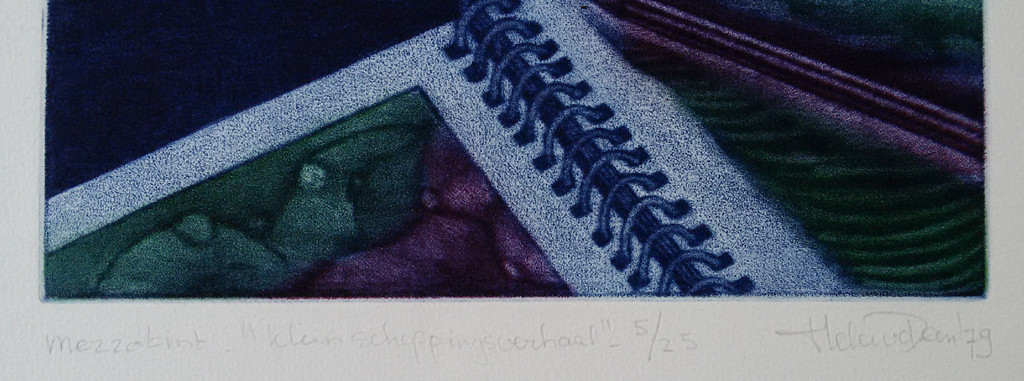 Helen van der Deen - Klein scheppingsverhaal, mezzotint ets kopen? Bied vanaf 20!