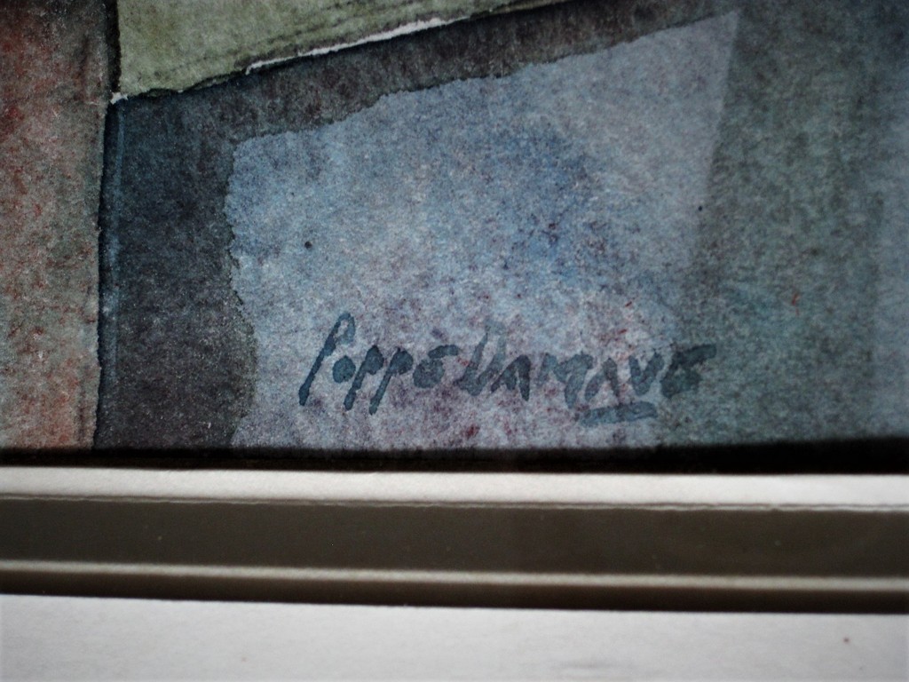 Vroeg bijna Kubistisch aquarel van Haarlemse Vijftiger Poppe Damave 1921-1988  kopen? Bied vanaf 1!