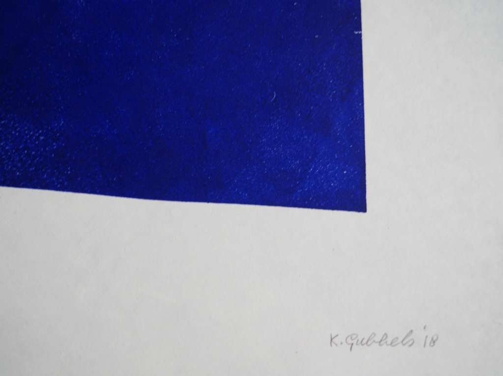 Klaas Gubbels grote houtdruk 'Blauwe Kan' - 2018 - oplage 7 ex. kopen? Bied vanaf 500!