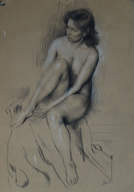 Onduidelijke signatuur : Tekeningen , Naakte vrouw – gesigneerd – ca 1950 kopen? Bied vanaf 1!