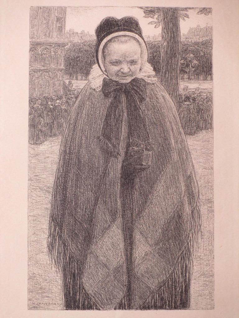 H.J.Haverman, Kerkgangster, Litho kopen? Bied vanaf 30!