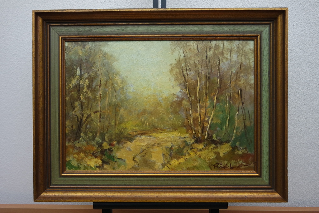 Roel Wildeboer (1902-1989) - olieverf op board - landschap bij Hilversum verkocht voor € 145!