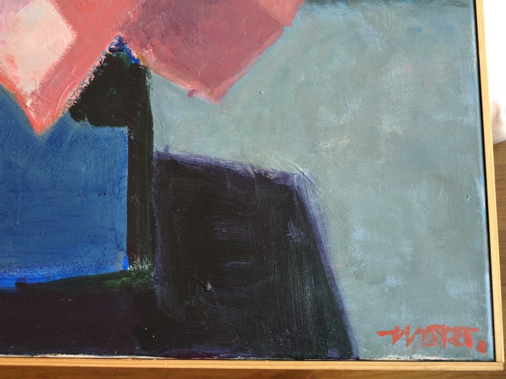 Onduidelijke signatuur : Olieverf op doek , Rozen in blauwe vaas - GROOT  kopen? Bied vanaf 1!