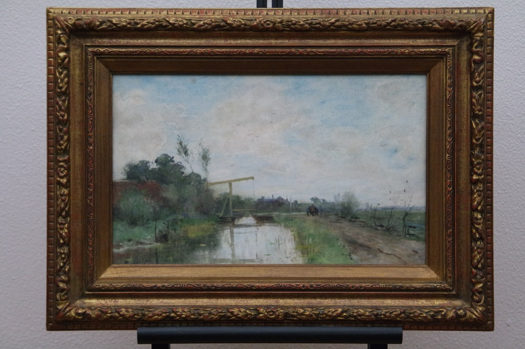 Geo Poggenbeek - aquarel - landschap met ophaalbrug - gesigneerd l.o. kopen? Bied vanaf 495!
