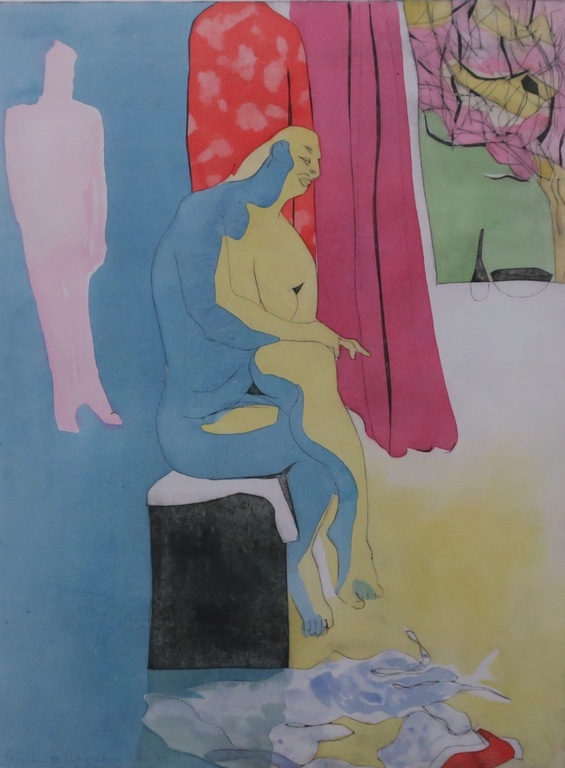 Cornelia Vrolijk: Aquarel en pentekening, Kimono II - Ingelijst kopen? Bied vanaf 35!