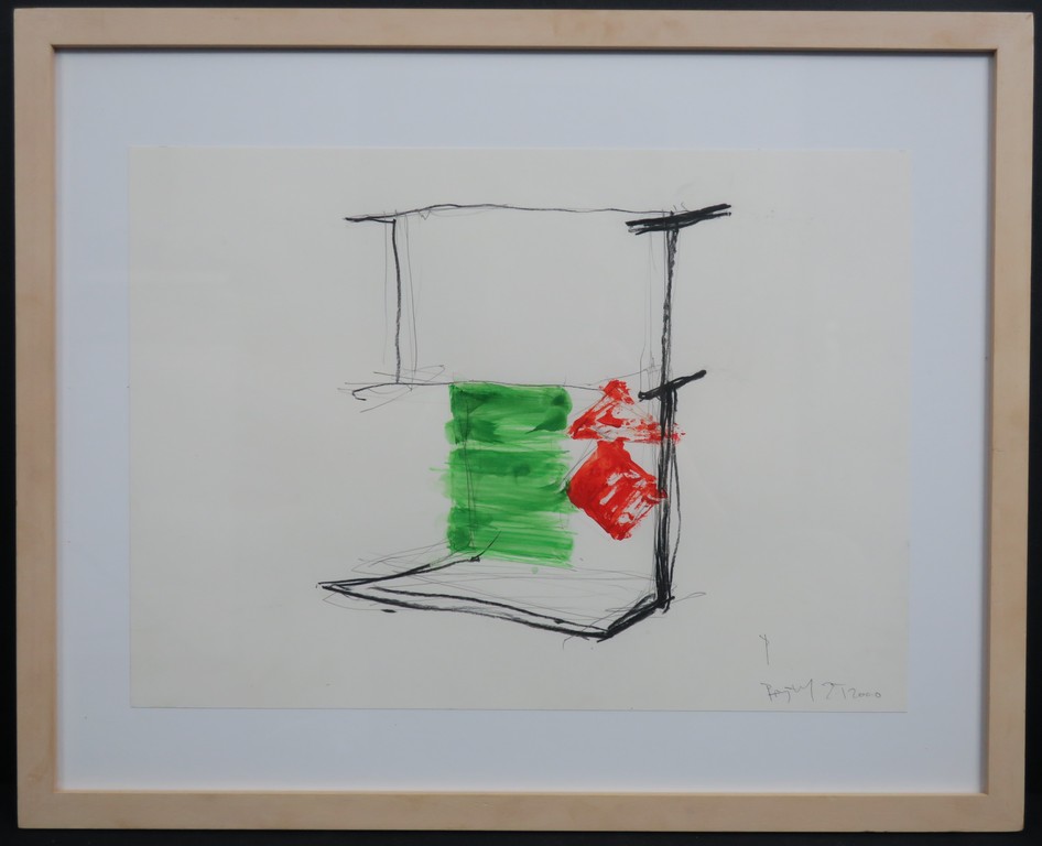 Piet Tuytel: Gemengde techniek, Z.T. - Ingelijst verkocht voor € 150!