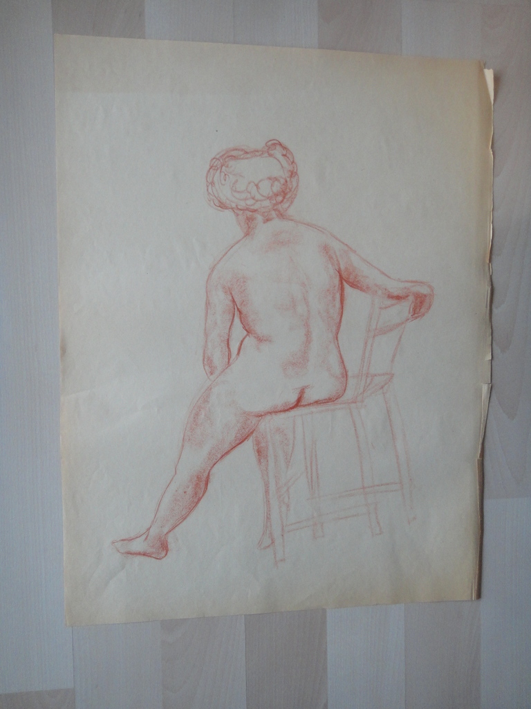 toegeschreven aan Dirk Smorenberg, roodkrijttekening, (ruggelings) naakt II kopen? Bied vanaf 1!