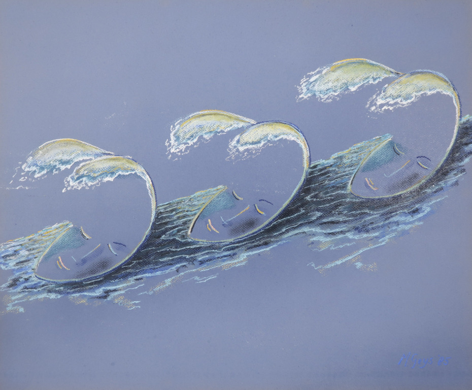 Mareike Geys: Pasteltekening, Drie slapende golven kopen? Bied vanaf 1!