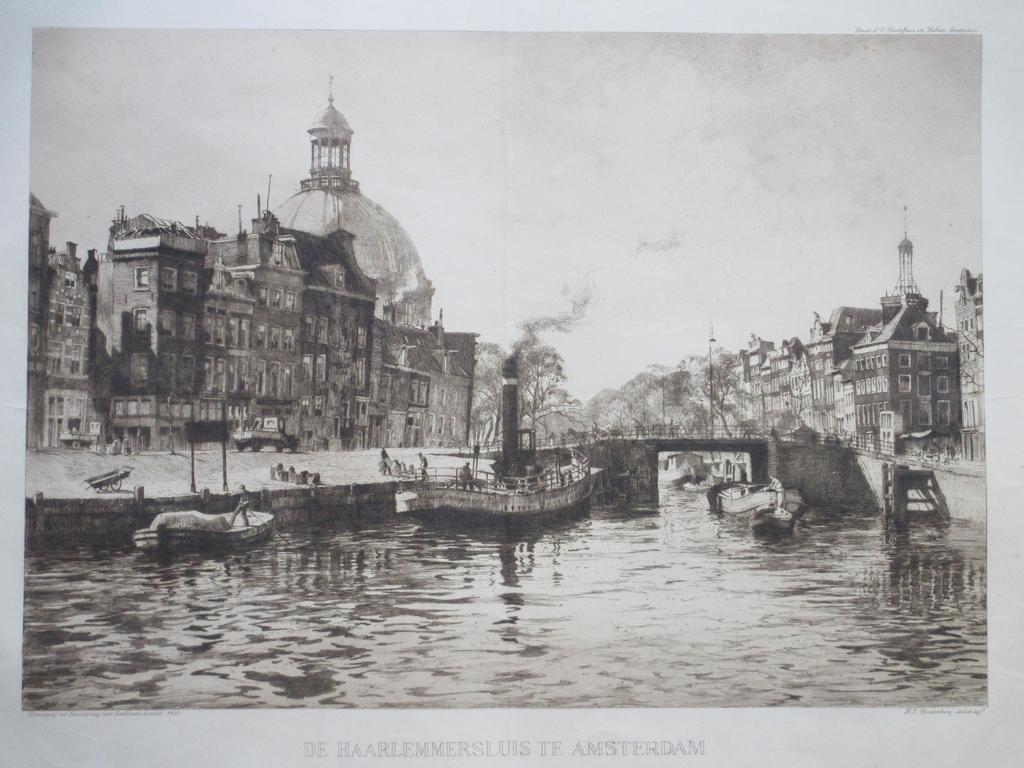H.E.Roodenburg, Haarlemmersluis Amsterdam, Ets 1930 kopen? Bied vanaf 1!