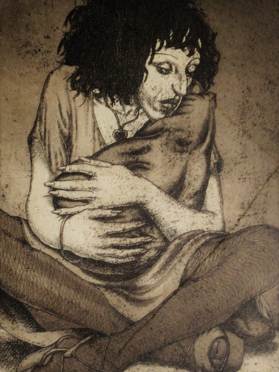 Typische Herman Gordijn ets "Vrouw met kind op straat" E.A.exemplaar gesigneerd  kopen? Bied vanaf 1!