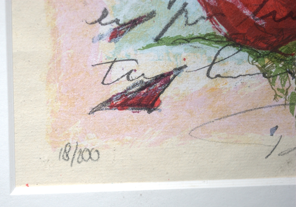Zeefdruk Roos, gesigneerd, oplage 200 kopen? Bied vanaf 20!