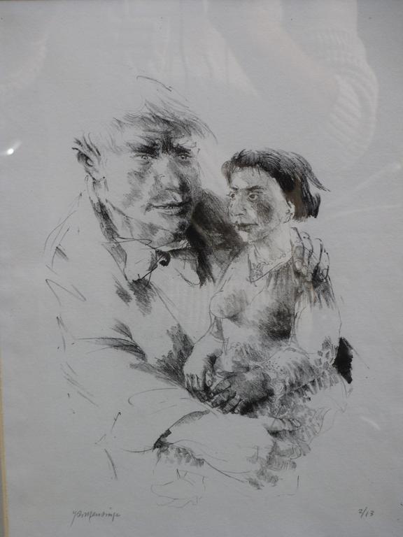 Jan Mensinga, Man met vrouwtje op schoot, Litho verkocht voor € 50!