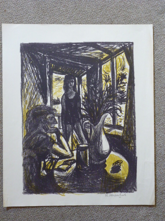 Theo Kurpershoek - kleurenlitho - Twee vrouwen in een serre kopen? Bied vanaf 35!