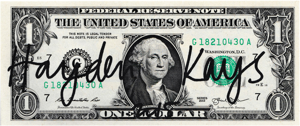 Hayden Kays, I Need A Dollar, origineel op dollar biljet - gesign. - COA - 2015 kopen? Bied vanaf 1!