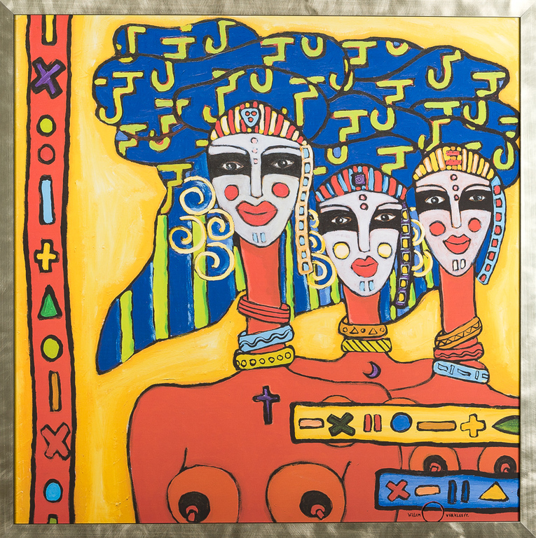Willem Overkleeft, giclee op linnen, Tribewomen, gesigneerd. kopen? Bied vanaf 300!