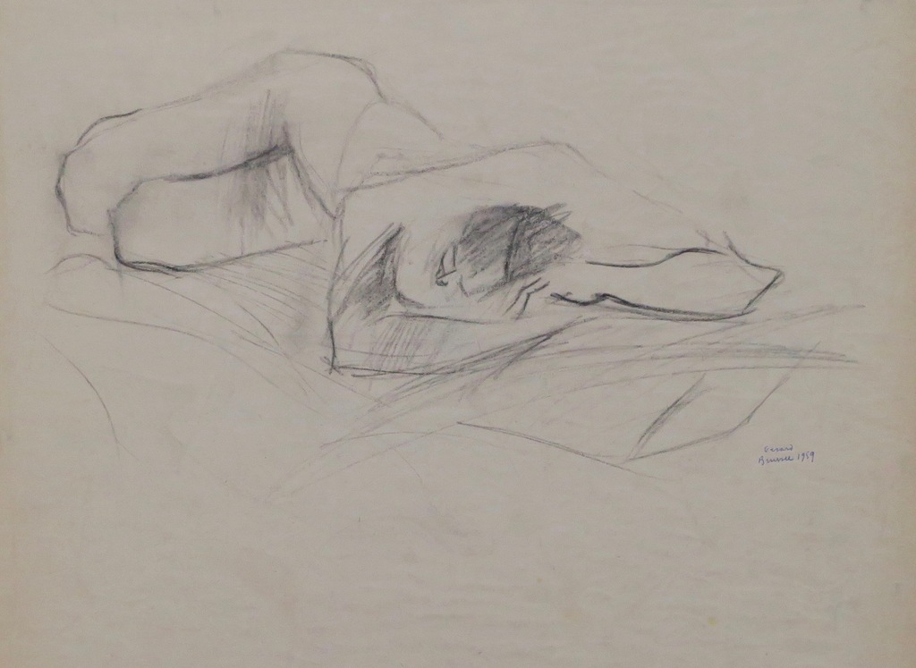 Gerard Brusse: Houtskool tekening, Liggend naakt kopen? Bied vanaf 1!