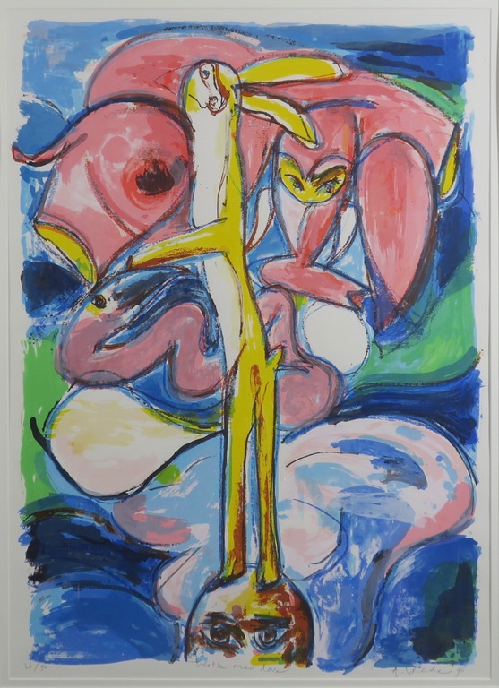 Anton Vrede: Zeefdruk, Turtle, man, dove - Ingelijst (Groot) kopen? Bied vanaf 50!