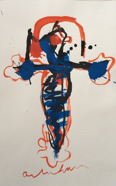 ANTON HEYBOER, Christus-figuur - gemengde techniek op papier verkocht voor € 120!