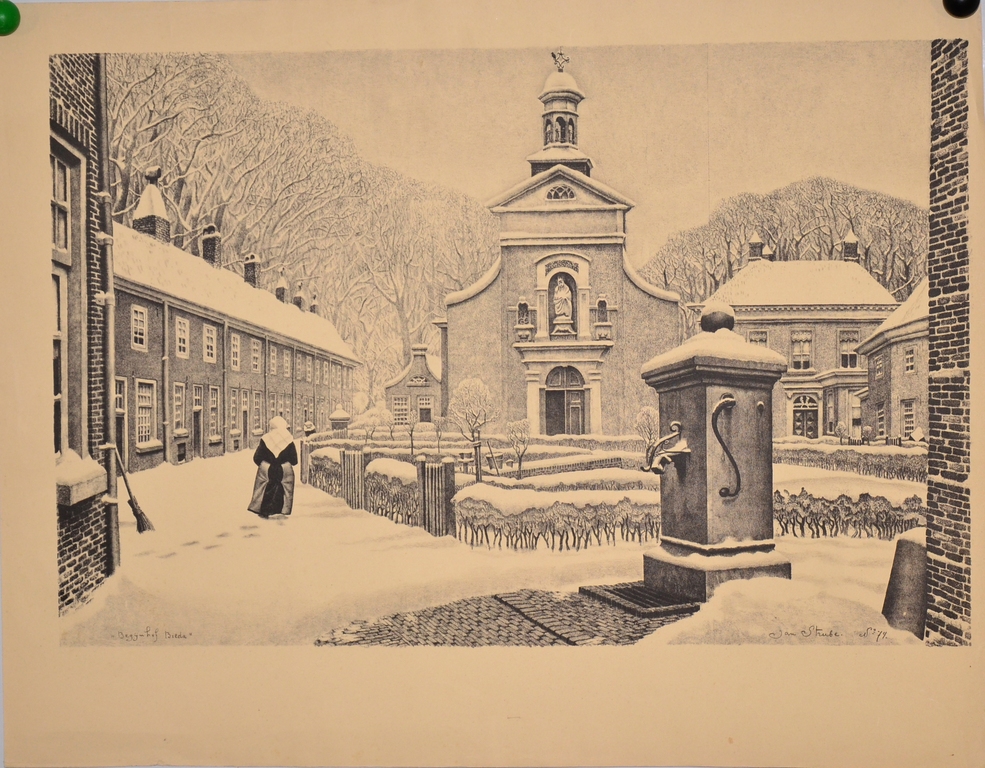 Jan Strube: Grote Litho. Begijnhof Breda verkocht voor € 150!