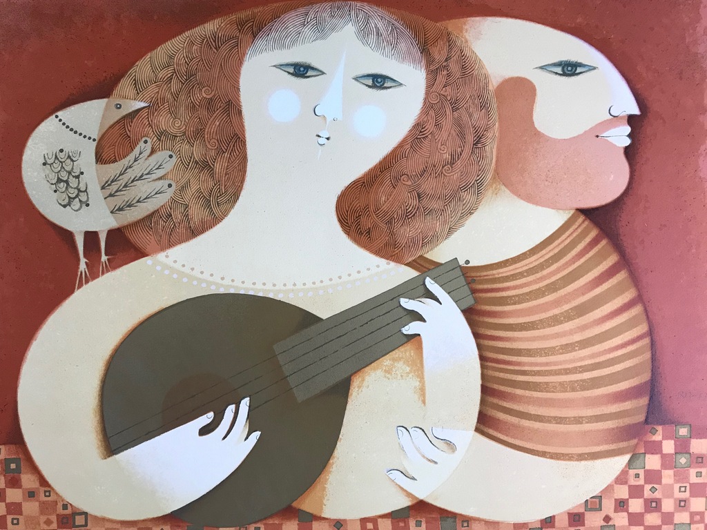 Samy Briss - Melody for a bird - Kleurenlithografie - gesigneerd kopen? Bied vanaf 100!