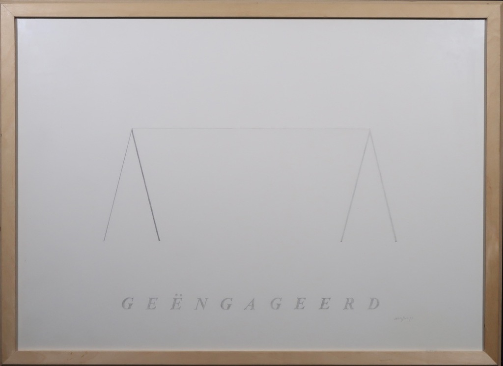 Wim Smits: Potloodtekening, Geengageerd - Ingelijst verkocht voor € 65!