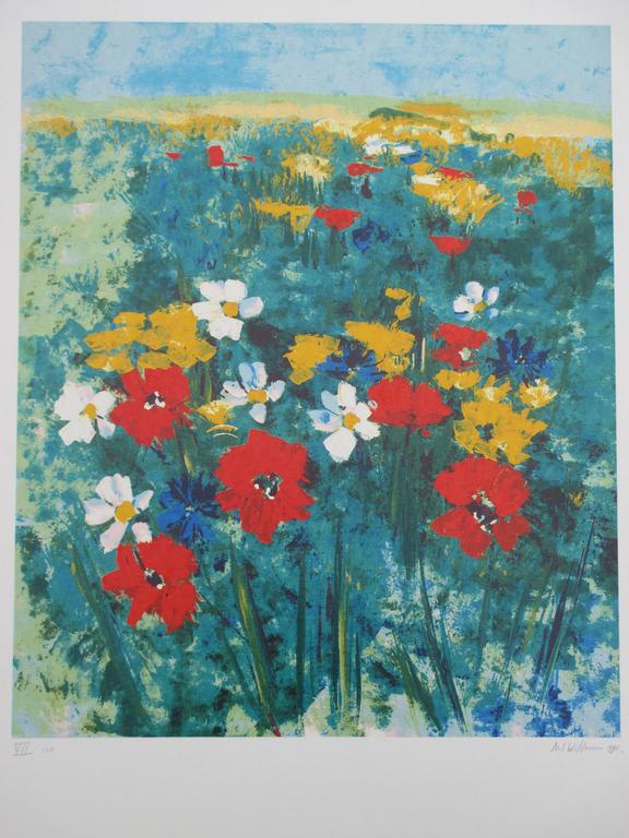 Maya Wildevuur, Bloemenveld, Zeefdruk kopen? Bied vanaf 50!
